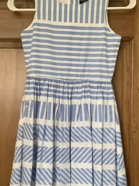 Lands' End Light Blue and White Striped Girls' Sundress